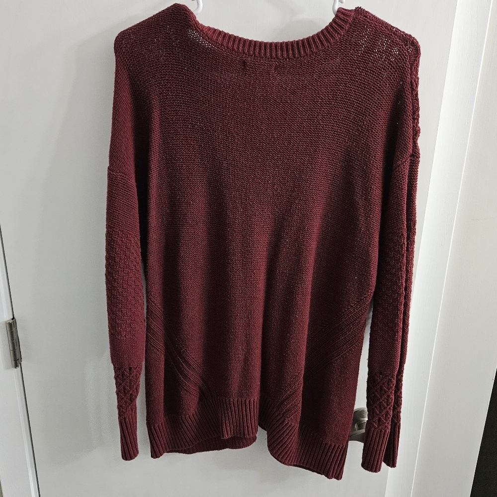 Women's Burgundy Knit Sweater - Picture 2 of 6